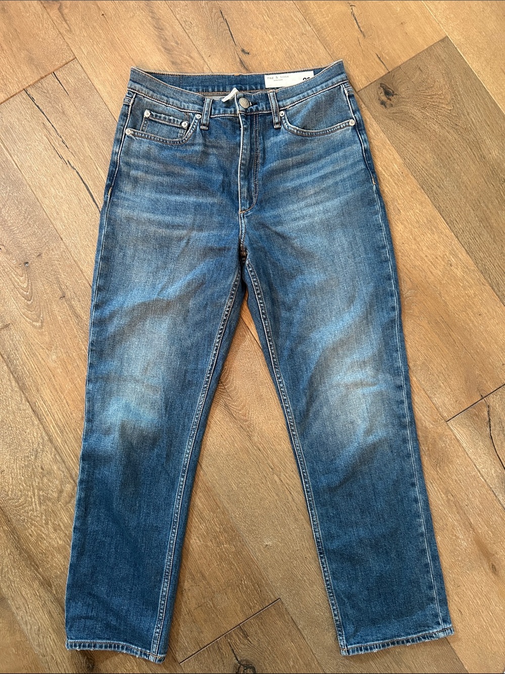 rag & bone Women's Washed Blue Straight Leg Jeans